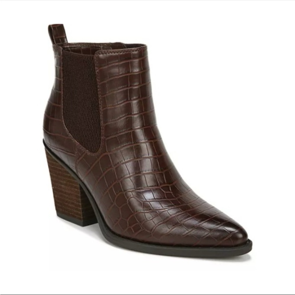 Soul‎ Naturalizer Micah Brown Croc Ankle Booties SZ 8.5 Memory Foam Comfort A37